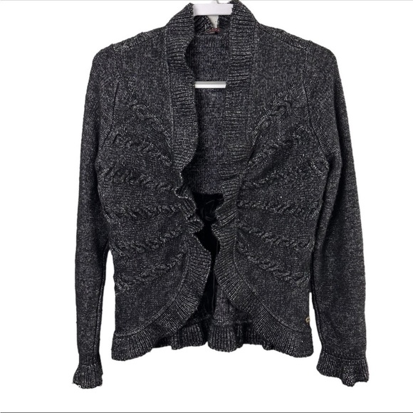 Escada Ruffle Front Ribbon Tie Cardigan Sweater - Picture 1 of 10